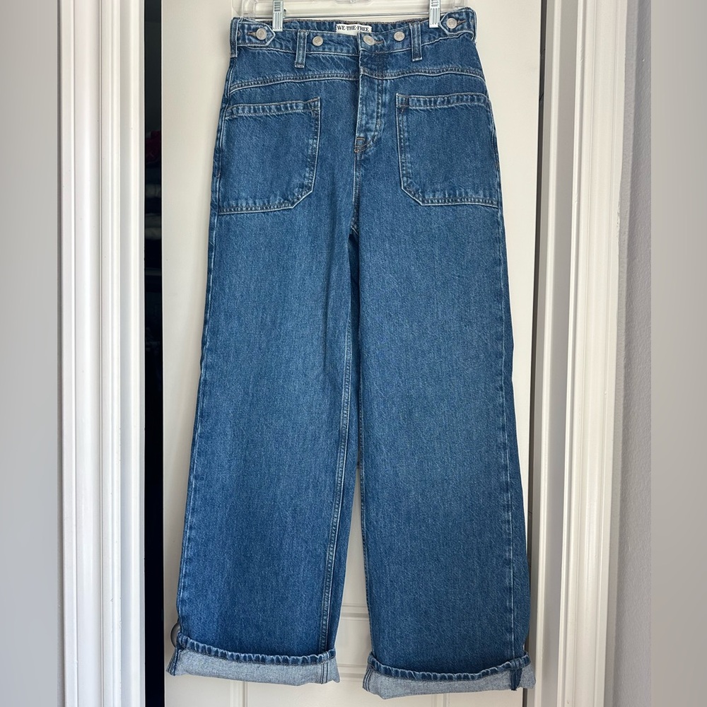 Free People We The Free Palmer Cuffed Jeans Color Tunnel Vision Size 25